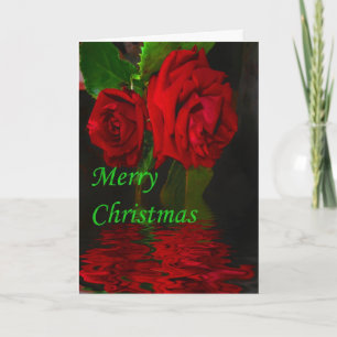 rote Rose reflektiert - Frohe Weihnachten