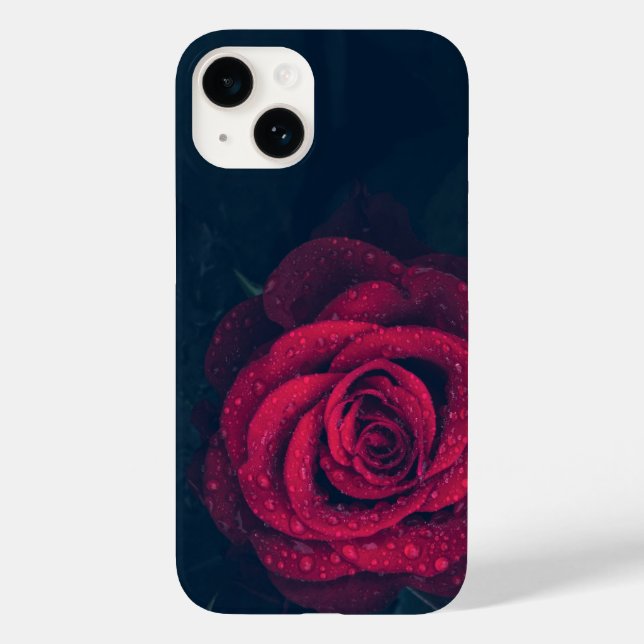 Rote Rose, Regentropfen Case-Mate iPhone Hülle (Rückseite)