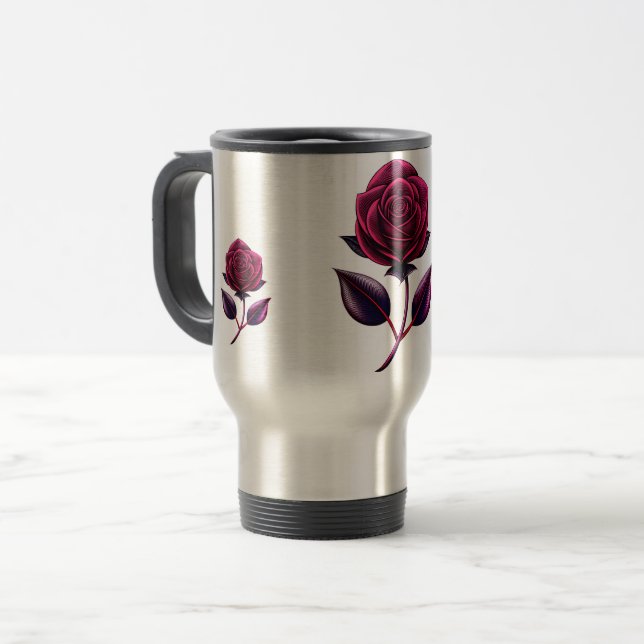 rote Rose Reisebecher (Vorderseite Links)
