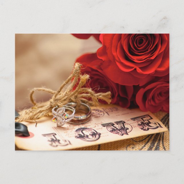 Rote Rose Ring Postkarte (Vorderseite)