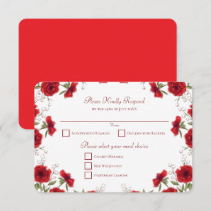 Rote Rose Romantische Hochzeit RSVP Antwort Einladung