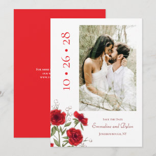 Rote Rose Romantische Hochzeit Termin merken Einladung