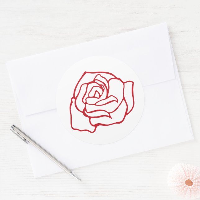 Rote Rose Romantische Stickers (Umschlag)