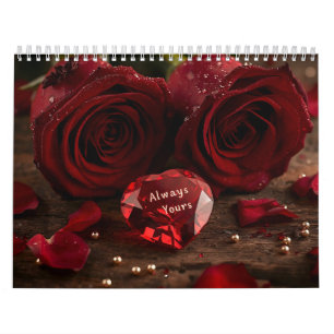 Rote Rose Romantischer Valentinstag-Pärchen 2026 S Kalender