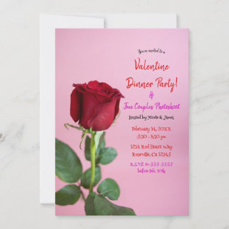 Rote Rose Rosa Blumendinner Party Geburtstag Veran Einladung