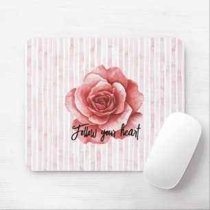 Rote Rose Rosa Streifen Mousepad