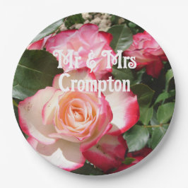 Rote Rose Rose Blumenstrauß Foto Hochzeitsballon Pappteller