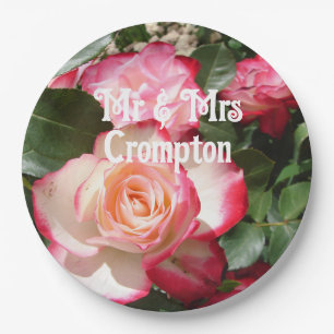 Rote Rose Rose Blumenstrauß Foto Hochzeitsballon Pappteller