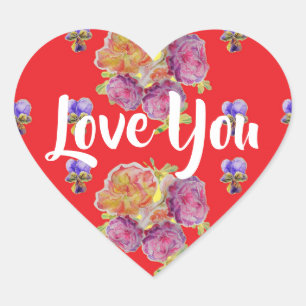 Rote Rose Rose Muster Blume Liebe Herz-Aufkleber
