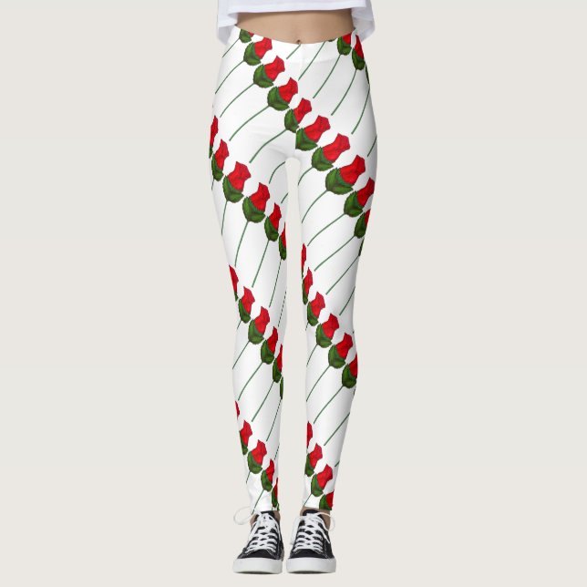 Rote Rose Rose Valentinstag Blume Leggings (Vorderseite)