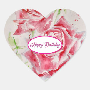 Rote Rose Rosen Blumenmuster Papierpartyplatte Herz-Aufkleber