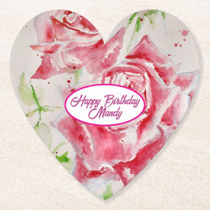 Rote Rose Rosen Blumenmuster Papierpartyplatte Untersetzer