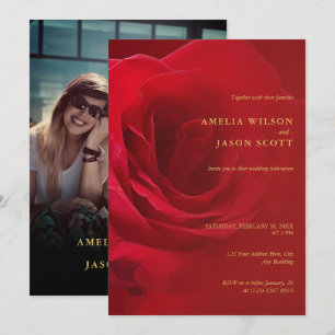 Rote Rose Rot mit Foto Hochzeit Einladung