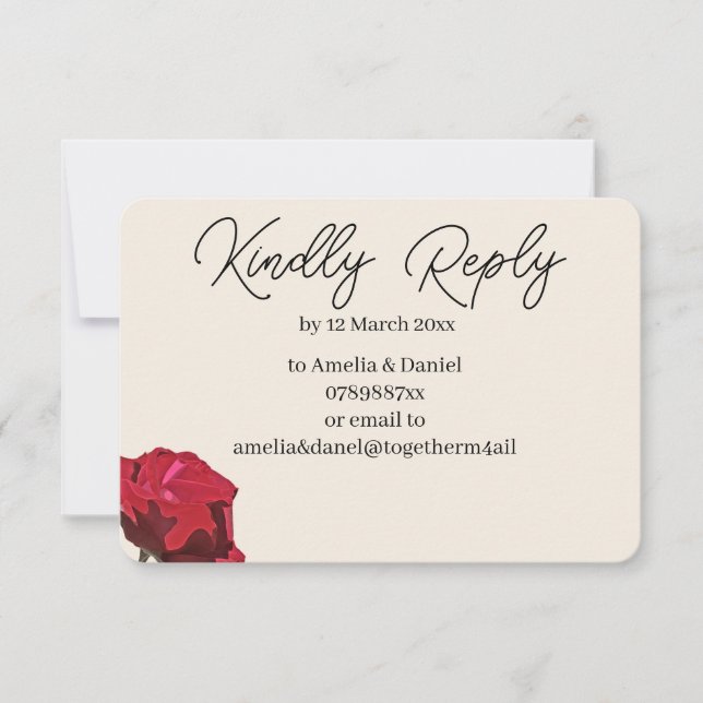 Rote Rose RSVP Karte (Vorderseite)