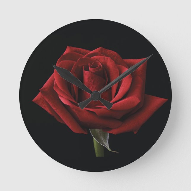 Rote Rose Runde Wanduhr (Vorderseite)