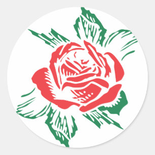 Rote Rose Runder Aufkleber