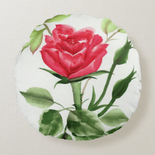 Rote Rose Rundes Kissen