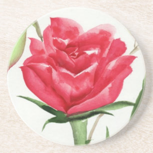 Rote Rose Sandstein Untersetzer