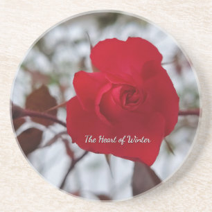 Rote Rose Sandstein Untersetzer