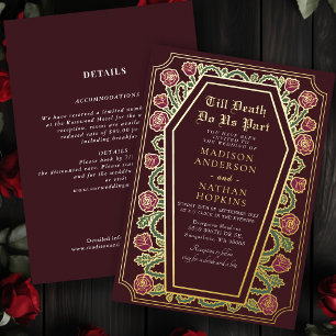 Rote Rose Sarg gotische Hochzeit alles in einem Folieneinladung