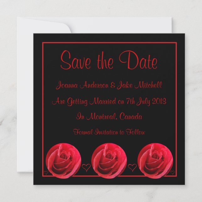 Rote Rose Save the Date Einladung (Vorderseite)