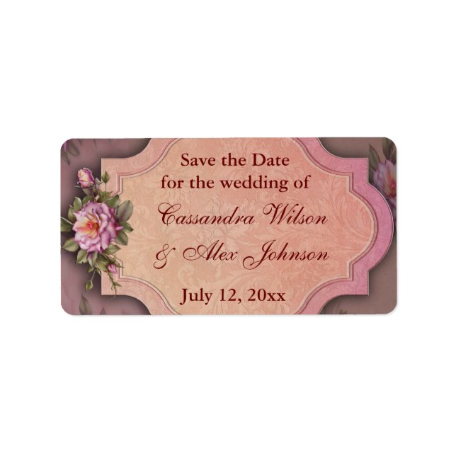 Rote Rose Save the Date Hochzeitadressschilder Adressaufkleber (Vorne)