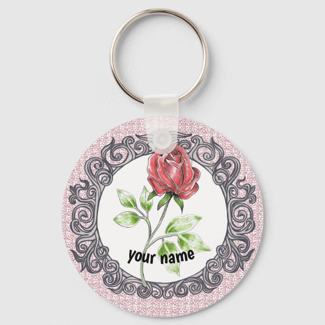 Rote Rose   Schlüsselanhänger (Vorderseite)