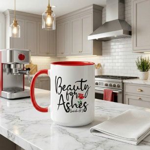 Rote Rose Schönheit für Asche Jesaja 61:3 Tasse