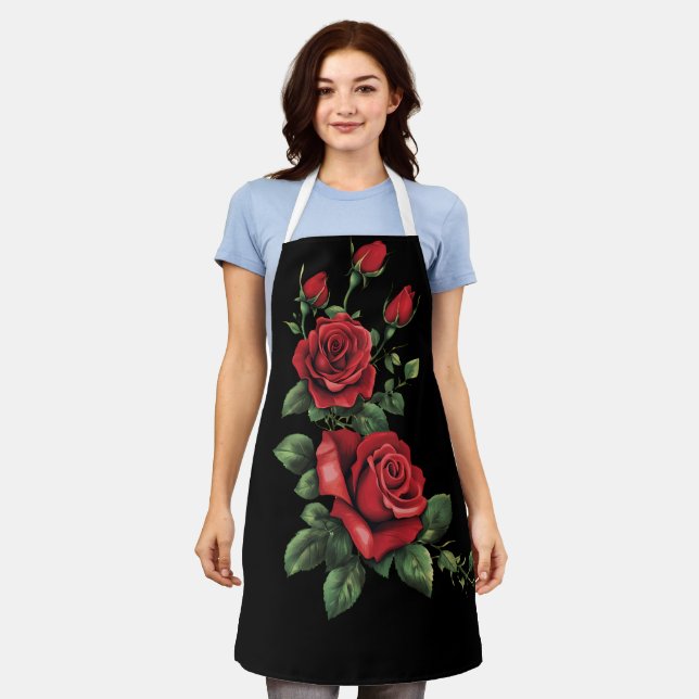 ROTE ROSE SCHÜRZE (Getragen)