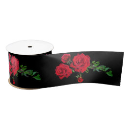 Rote Rose Schwarzer Hintergrund Satin Ribbon Satinband