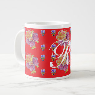 Rote Rose Shabby Chic Rose Muster Blumenmuster ers Jumbo-Tasse