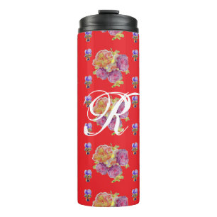 Rote Rose Shabby Chic Rose Muster Blumenmuster ers Thermosbecher
