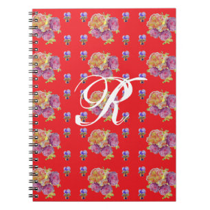 Rote Rose Shabby Floral Initial Journal Notizblock