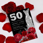 Rote Rose Silver Diamond Number Dress 50. Geburtst Einladung<br><div class="desc">Rote Rose Silver Diamond Number Dress 50. Geburtstag Einladung Siehe Matching Kollektion in Nest und Nest Store</div>