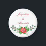 Rote Rose Simple Wedding Theme Party Gefallen Magn Magnet<br><div class="desc">Schöne rote Rose-Themenmagnete Gastgeschenken mit dem Namen der Braut und Bräutigam sind das perfekte Gastgeschenk für Ihren Polterabend oder Hochzeitsempfang! Außerdem können Sie editieren,  um anderen Text hinzuzufügen,  den Sie möchten!</div>