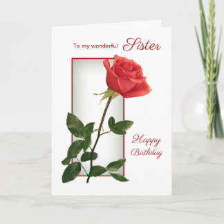 Rote Rose Sister Birthday Karte