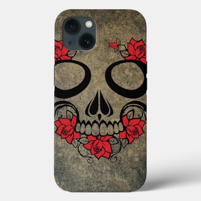 Rote Rose Skull Case-Mate iPhone Hülle (Rückseite)