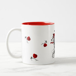 Rote Rose Skull-Kaffee-Tasse Zweifarbige Tasse