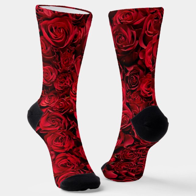 Rote Rose Socken (Gewinkelt)