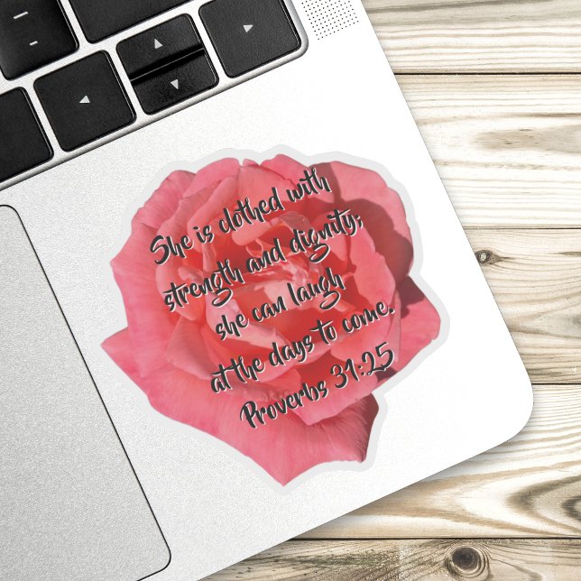 Rote Rose Sprichwörter 31:25 Custom Bible Verse Aufkleber (Von Creator hochgeladen)