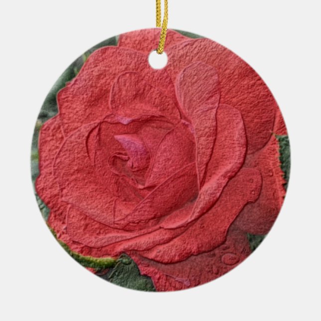 Rote Rose Stift Kunst, Blume Keramik Ornament (Vorne)