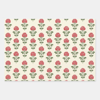 Rote Rose Stift Muster Wrapping Paper Geschenkpapier Set