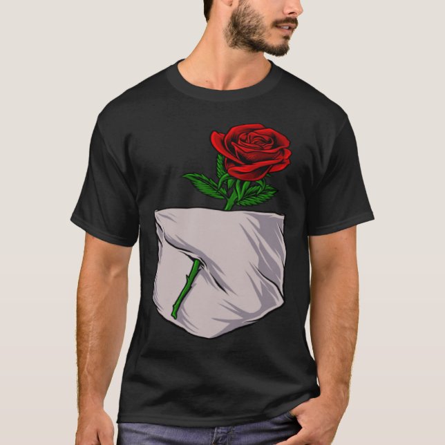 Rote Rose Stilvolles Niedliches Pocket für Damen u T-Shirt (Vorderseite)
