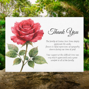 Rote Rose Sympathie Florale Beerdigung Danke Einladung