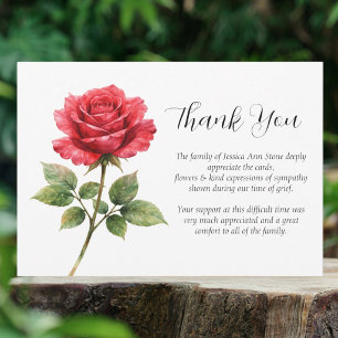 Rote Rose Sympathie Florale Beerdigung Danke Einladung