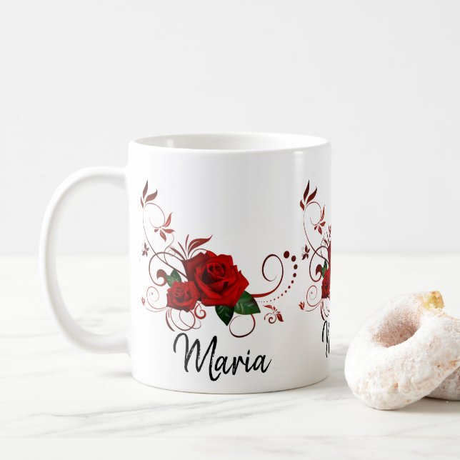 Rote Rose Tasse (Mit Donut)