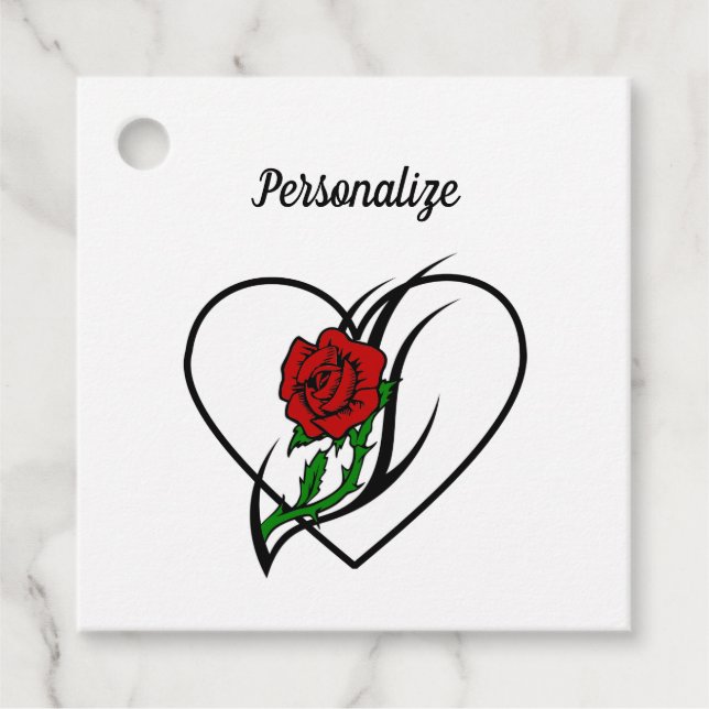 Rote Rose Tattoo Geschenkanhänger (Vorderseite)