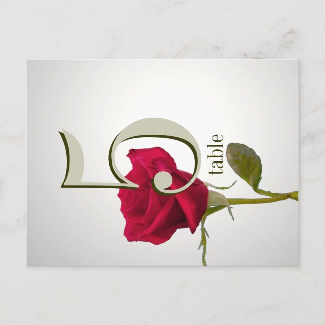 Rote Rose Tischnummer Card (Vorderseite)