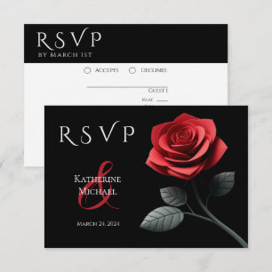 Rote Rose-UAWG-Hochzeit- RSVP Karte