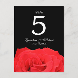 Rote Rose und Black Wedding Tischnummer
